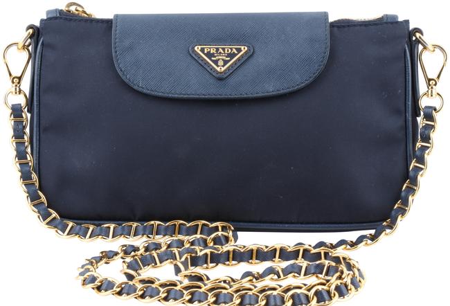 Prada Tessuto Saffiano Blue Nylon Cross Body Bag