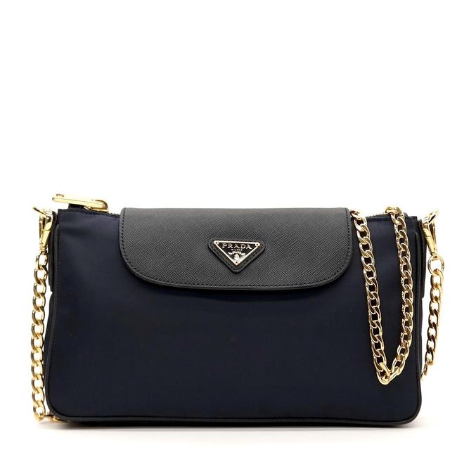 Prada Messenger Tessuto Saffiano Blue Nylon Cross Body Bag