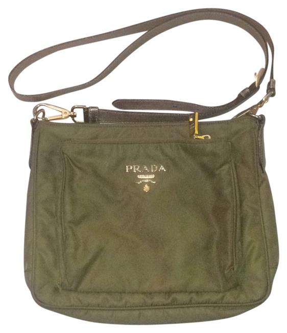Prada Tessuto Saffiano Olive Green Nylon Cross Body Bag