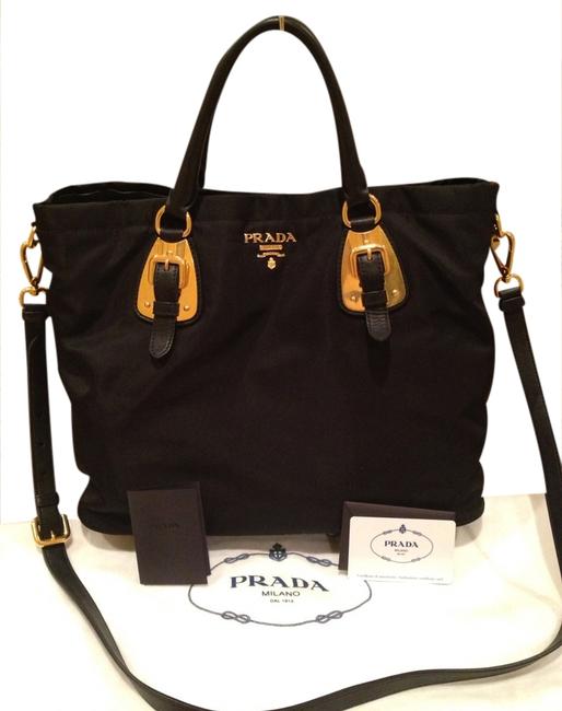 Prada Tessuto + Soft Ca Nylon Tote Black Cross Body Bag