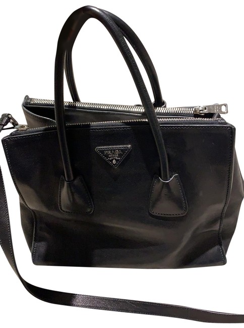 Prada Top Handle With Strap Leather Cross Body Bag