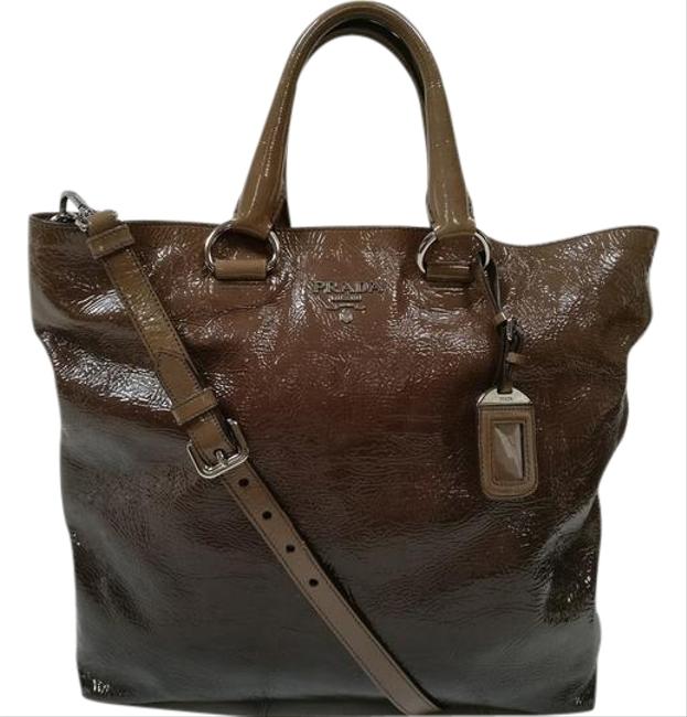 Prada Tote 2way Bn1713 Brown Leather Cross Body Bag