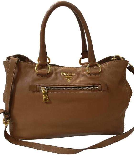 Prada Tote Brown Leather Cross Body Bag