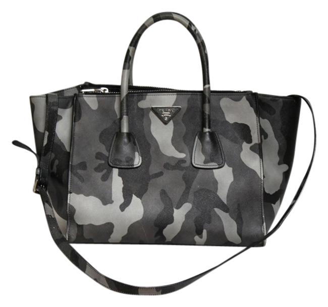 Prada Tote Camouflage Saffiano Leather Cross Body Bag