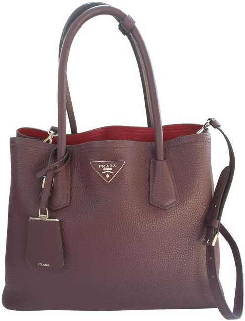 Prada Tote Double Cuir Leather Cross Body Bag