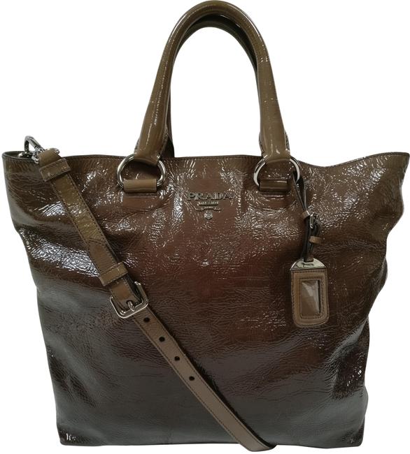 Prada Tote Patent Leather Cross Body Bag