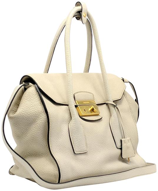 Prada Tote Pebbled Satchel Leather Cross Body Bag