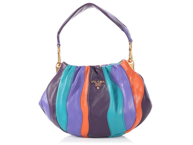 Prada Trembled Blossoms Stripes Multicolor Nappa Leather Cross Body Bag
