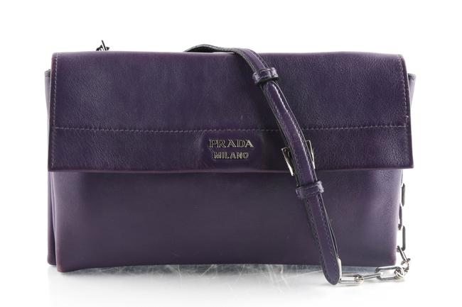 Prada Turnlock Purple Leather Cross Body Bag