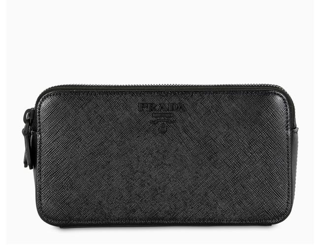 Prada Twin Mini Df Total Black Calfskin Leather Cross Body Bag