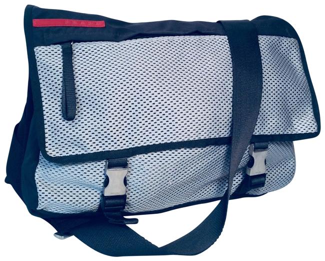 Prada Unisex Carry on Shoulder Gym Sports Black  Gray Nylon Cross Body Bag