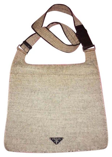 Prada Used Grey Fabric Cross Body Bag