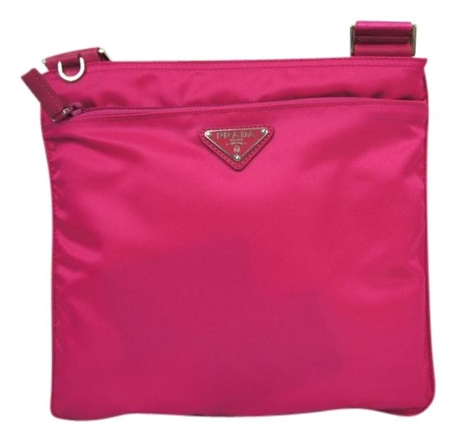 Prada Vela Bandoliera Bt0978 Fuchsia Nylon Cross Body Bag