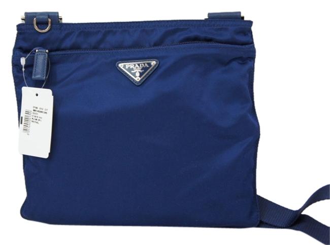 Prada Vela Bandoliera Bt0978 Royal Nylon Cross Body Bag
