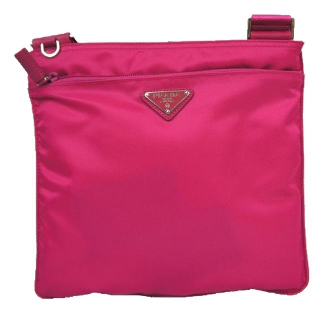 Prada Vela Bandoliera Fuchsia Nylon Cross Body Bag