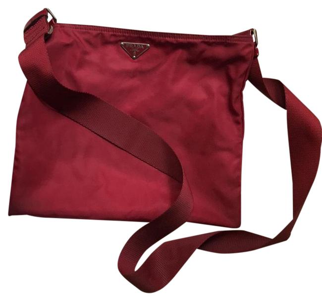 Prada Vela Burgandy Nylon Cross Body Bag