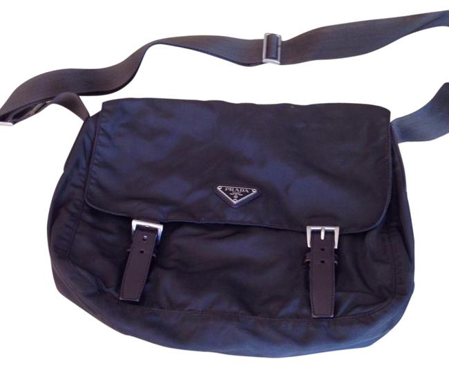 Prada Vela Dark Brown Nylon Cross Body Bag