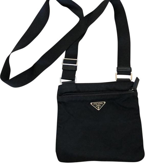 Prada Vela Flat Black Nylon Cross Body Bag