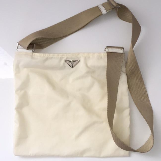 Prada Vela Flat White Nylon Cross Body Bag