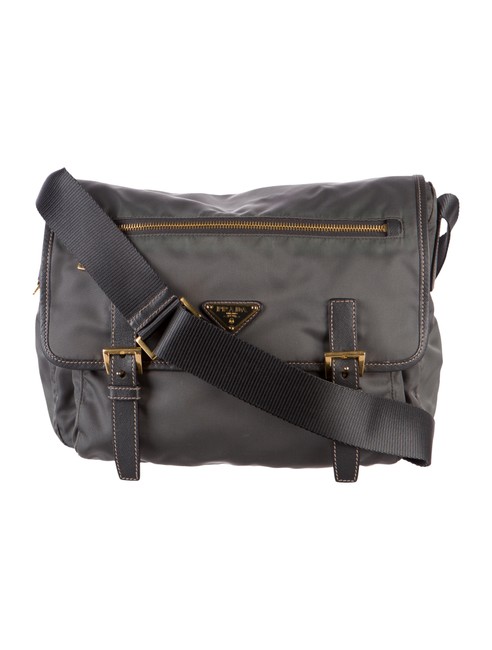 Prada Messenger Vela Blue Grey Nylon Cross Body Bag