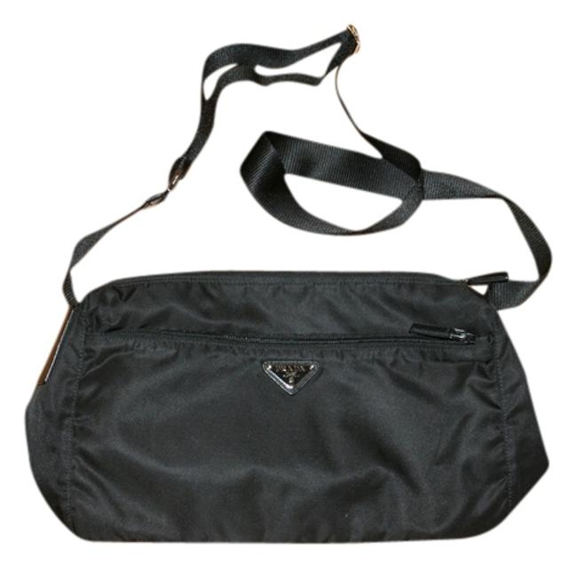 Prada Shoulder Vela Black Nylon Cross Body Bag