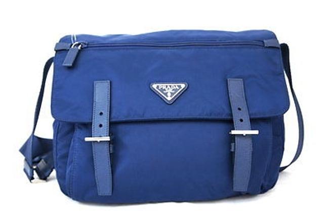 Prada Vela Two buckle Messenger Bag Royal