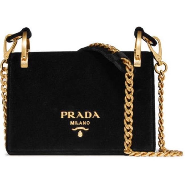 Prada Pattina Velluto Black Velvet Cross Body Bag
