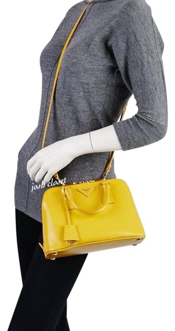 Prada Vernice Yellow Saffiano Leather Cross Body Bag