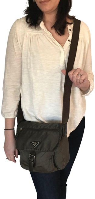 Prada Vintage Adjustable Handbag Brown Nylon Cross Body Bag