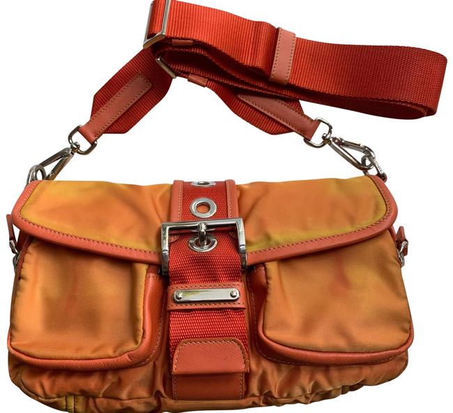 Prada Vintage Orange Yellow Nylon Cross Body Bag