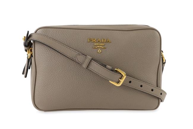 Prada Vitello Bandoliera Gray Leather Cross Body Bag