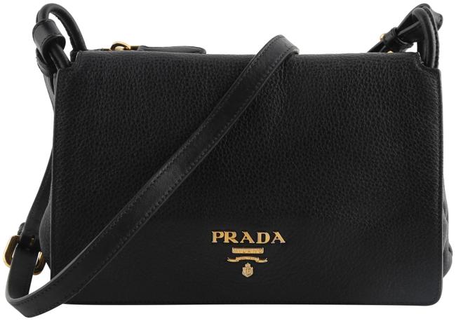Prada Vitello Daino Black Leather Cross Body Bag