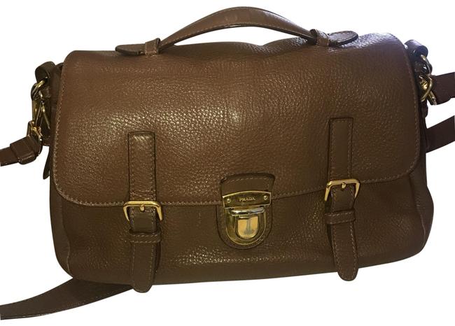 Prada Vitello Daino Brown Leather Cross Body Bag