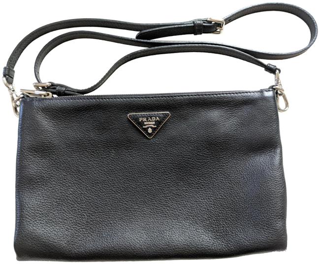 Prada Vitello Daino Nero Black Calfskin Leather Cross Body Bag