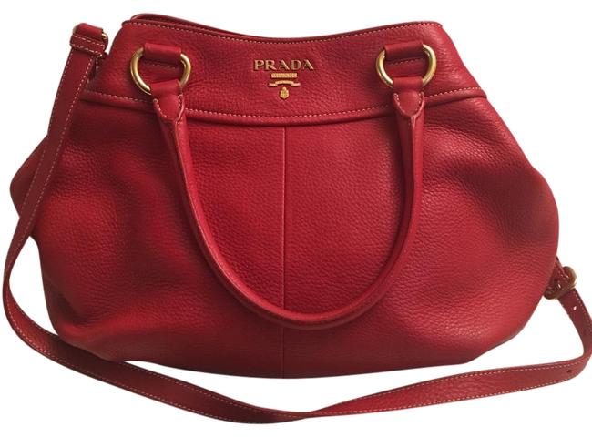 Prada Vitello Daino Red Leather Cross Body Bag