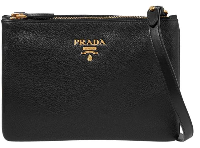 Prada Vitello Daino Shoulder Black Calfskin Leather Cross Body Bag