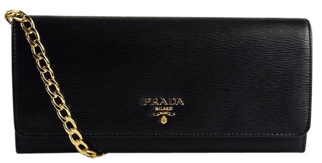 Prada Wallet on Chain Vitello Move Black Leather Cross Body Bag
