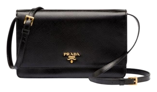 Prada Vitello Move Woc Black Leather Cross Body Bag