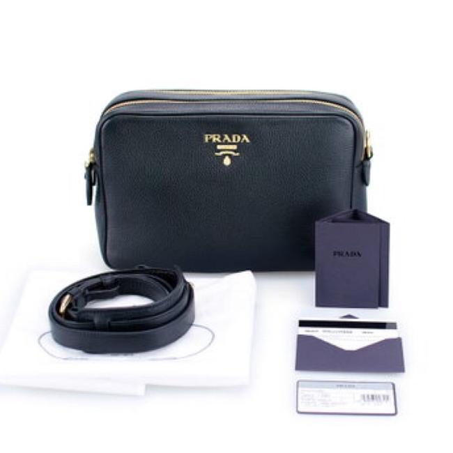 Prada Phenix Vitello 1b079 Black Leather Cross Body Bag