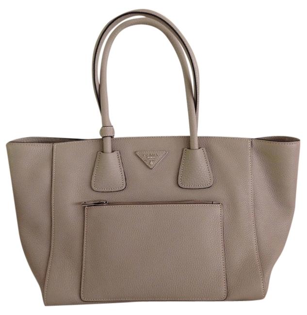 Prada Phenix Vitello Pale Grey Leather Cross Body Bag