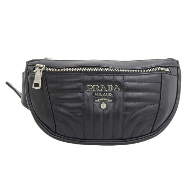 Prada Waist 1bl008 Black Leather Cross Body Bag