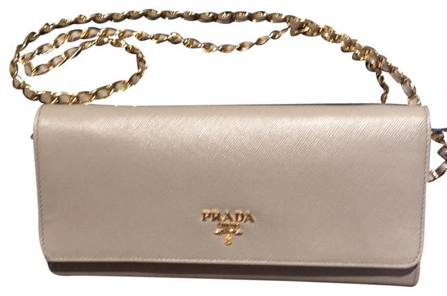 Prada Wallet Beige Saffiano Leather Cross Body Bag