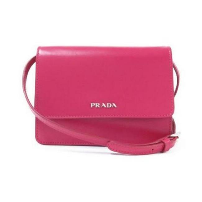 Prada Chain Wallet Hot Pink Leather Cross Body Bag