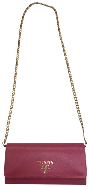 Prada Wallet On A Chain 1bp290 Peonia Pink Calfskin Leather Cross Body Bag