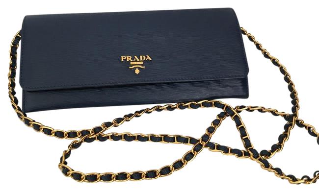 Prada Wallet on Chain Blue Cross Body Bag