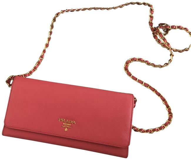 Prada Wallet on Chain Fragola Saffiano Leather Cross Body Bag