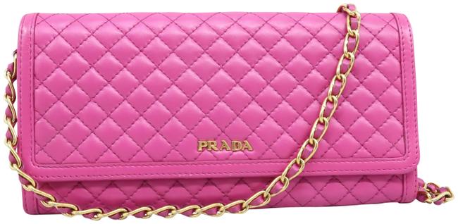 Prada Wallet on Chain Hotpink Calfskin Leather Cross Body Bag