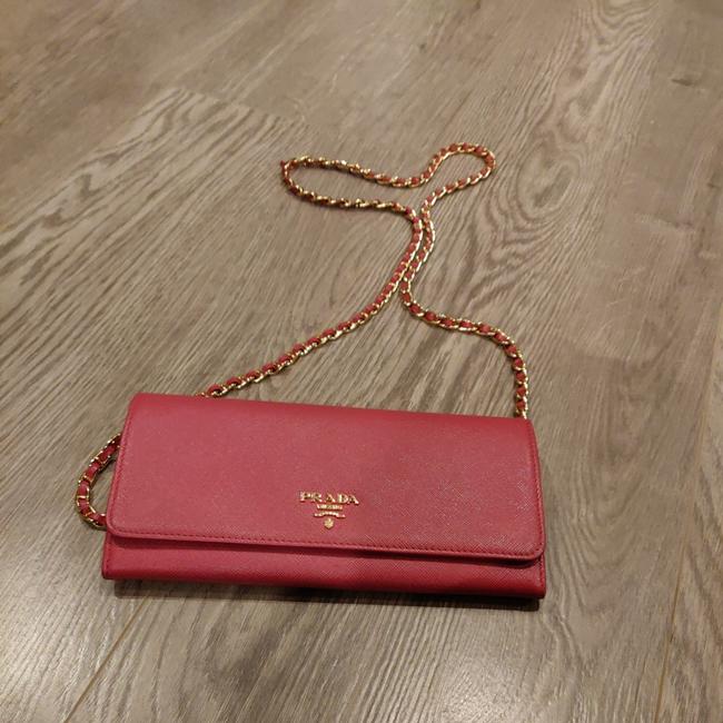 Prada Wallet on Chain Pink Saffiano Leather Cross Body Bag
