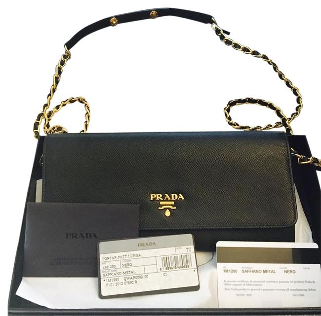 Prada Wallet on Chain Wallet On Chain.black Black Saffiano Leather Cross Body Bag