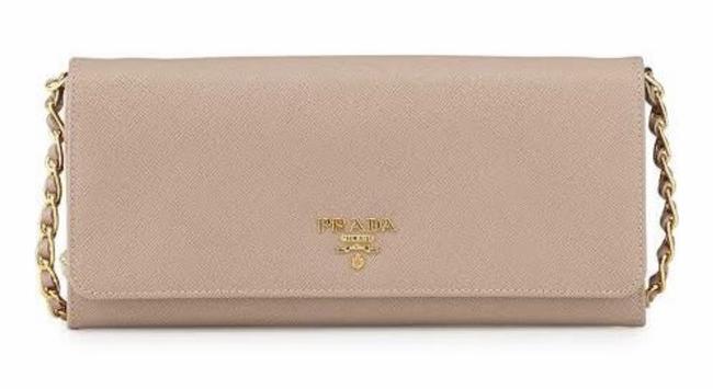 Prada Wallet Or Wallet Clucth Nude Pink Leather Cross Body Bag